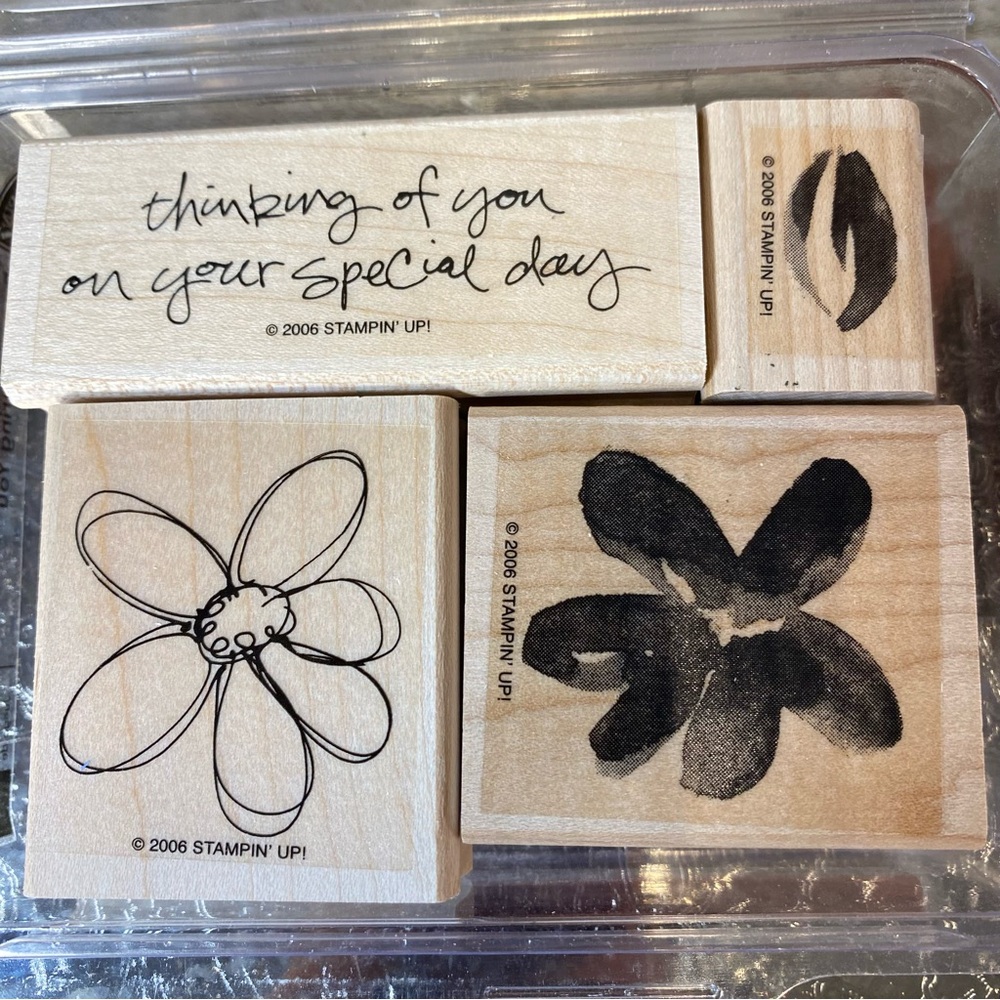 Stampin' Up! 2006 Remembering You 4 Piece Rubber Wood Mount Stamp